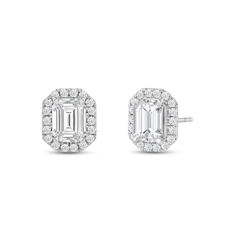 Emerald Diamond Halo Earrings