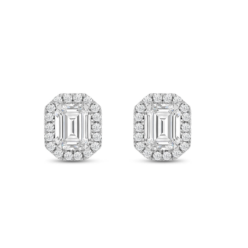 Emerald Diamond Halo Earrings