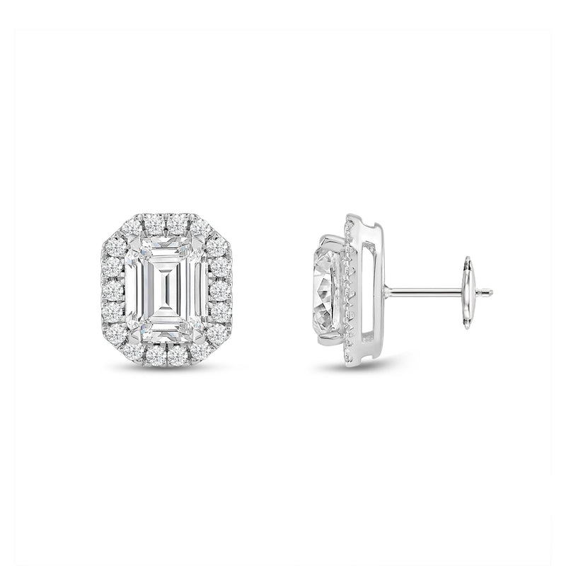 Emerald Diamond Halo Earrings