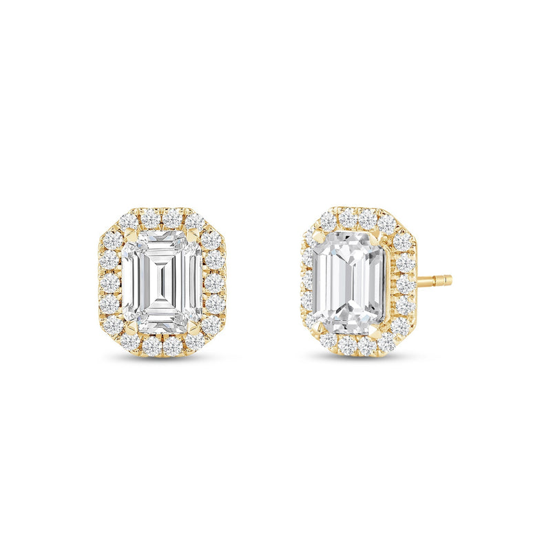 Emerald Diamond Halo Earrings