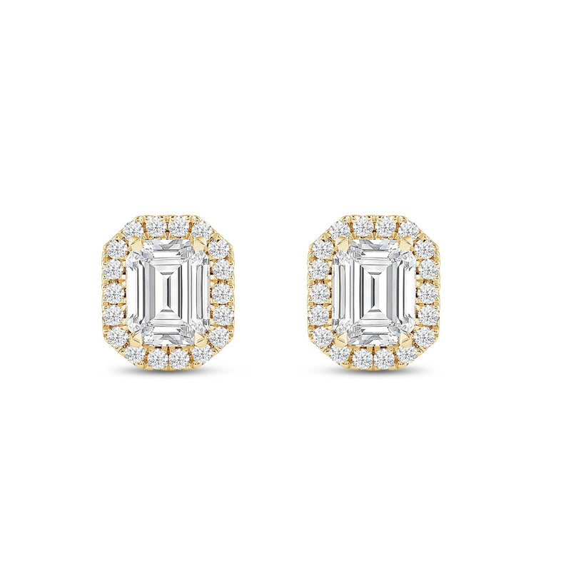 Emerald Diamond Halo Earrings