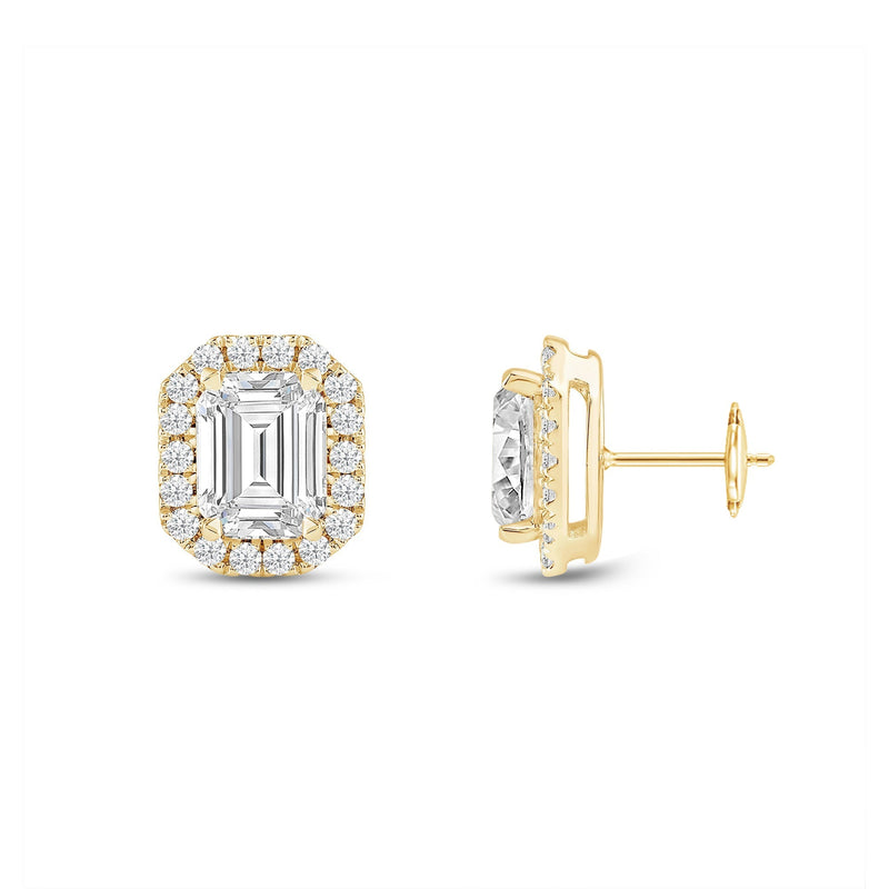 Emerald Diamond Halo Earrings