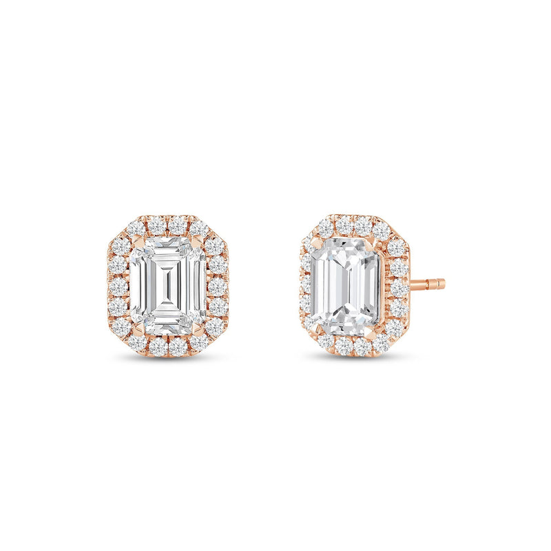 Emerald Diamond Halo Earrings