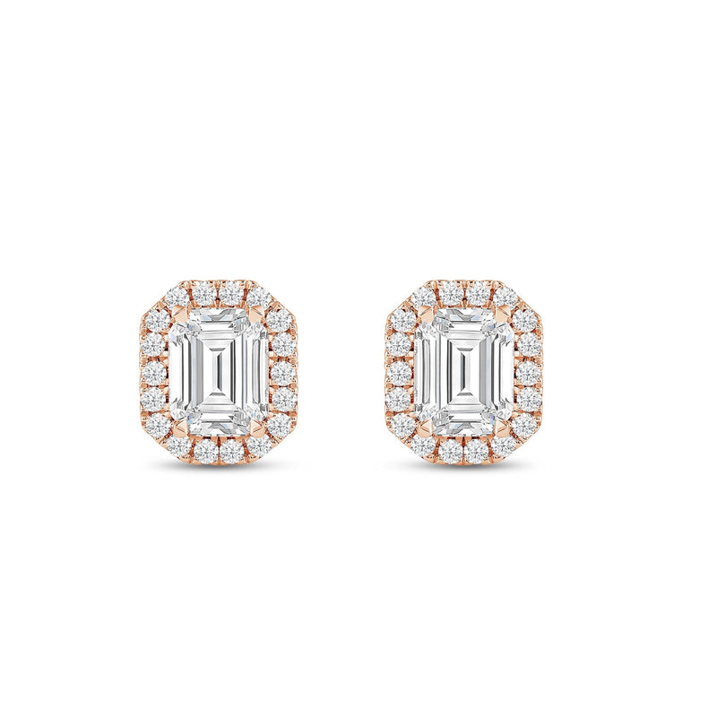 Emerald Diamond Halo Earrings