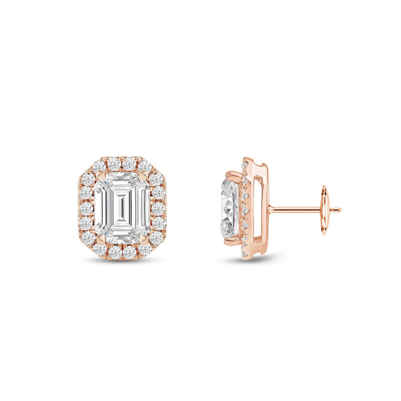 Emerald Diamond Halo Earrings