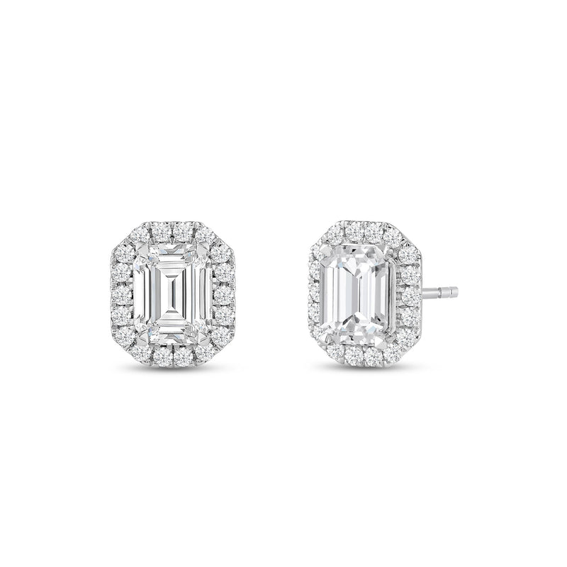Emerald Diamond Halo Earrings