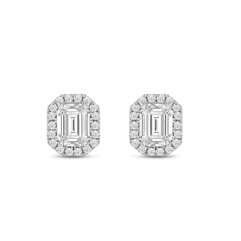 Emerald Diamond Halo Earrings