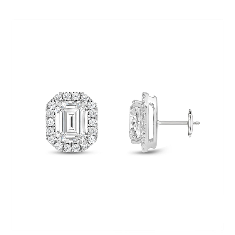 Emerald Diamond Halo Earrings