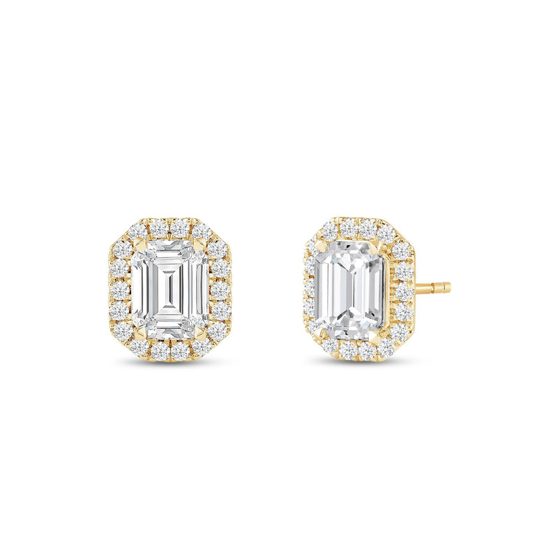 Emerald Diamond Halo Earrings