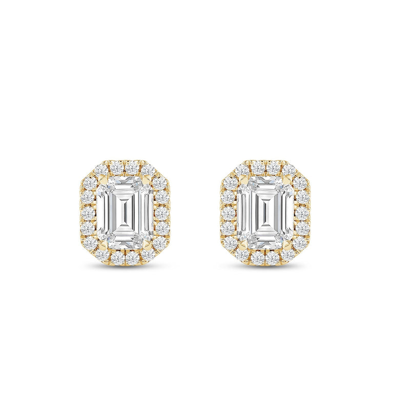Emerald Diamond Halo Earrings