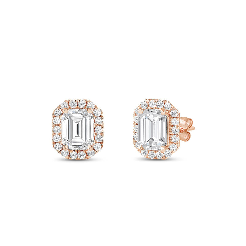 Emerald Diamond Halo Earrings
