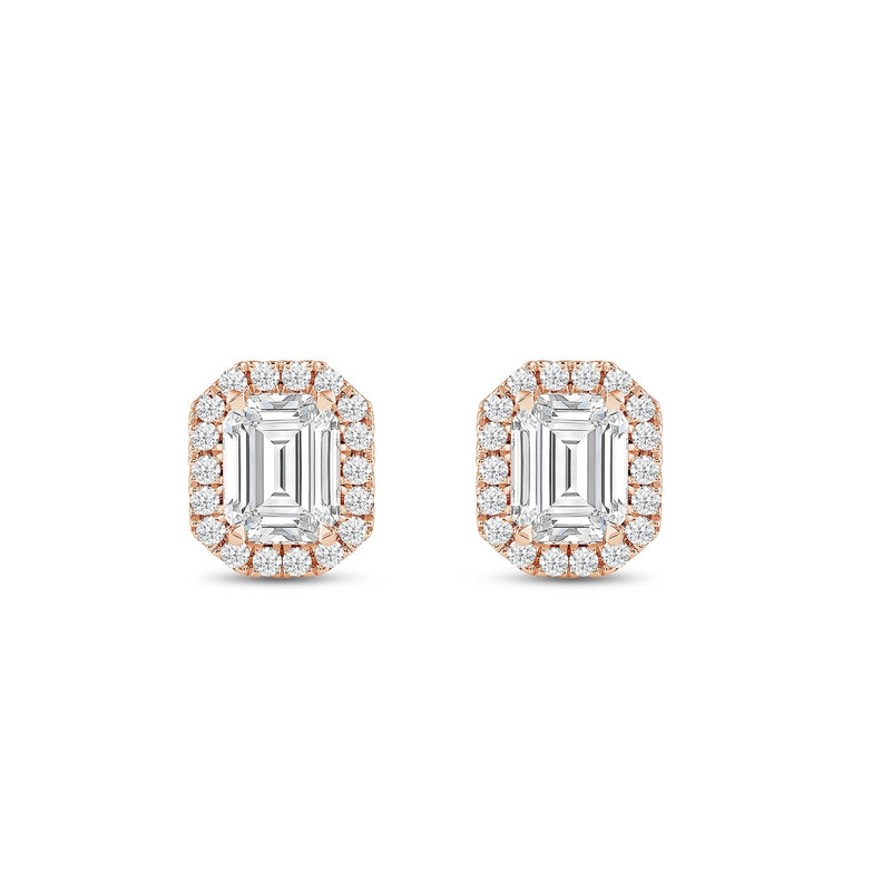 Emerald Diamond Halo Earrings