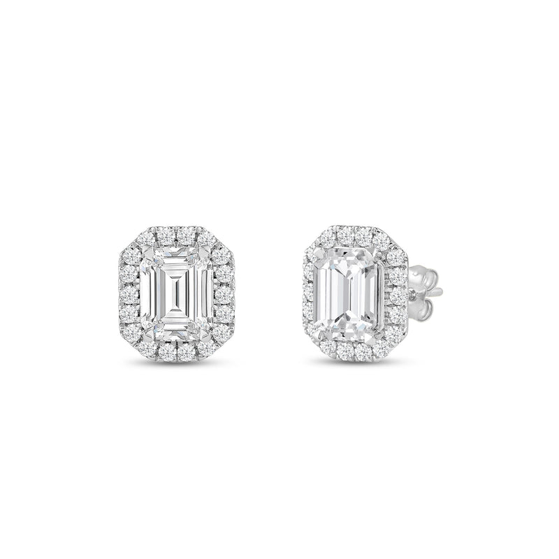 Emerald Diamond Halo Earrings