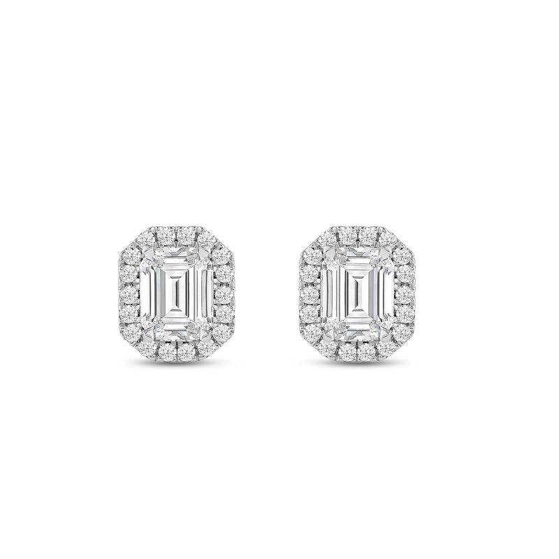 Emerald Diamond Halo Earrings