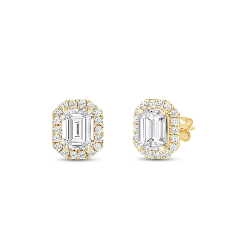 Emerald Diamond Halo Earrings