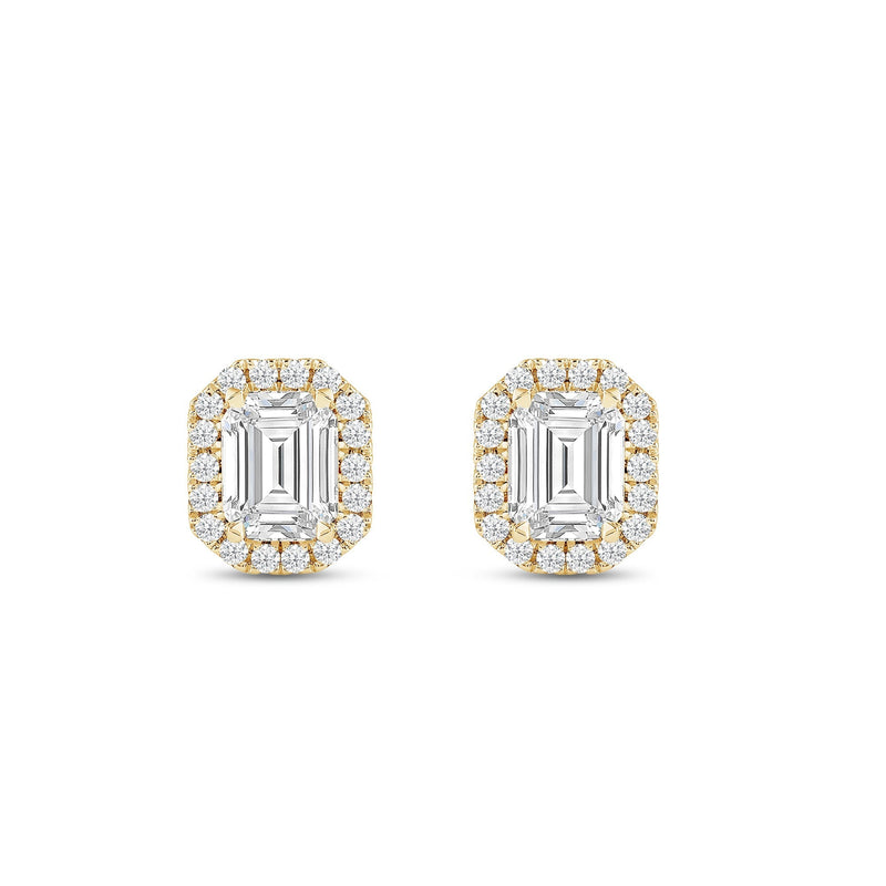 Emerald Diamond Halo Earrings