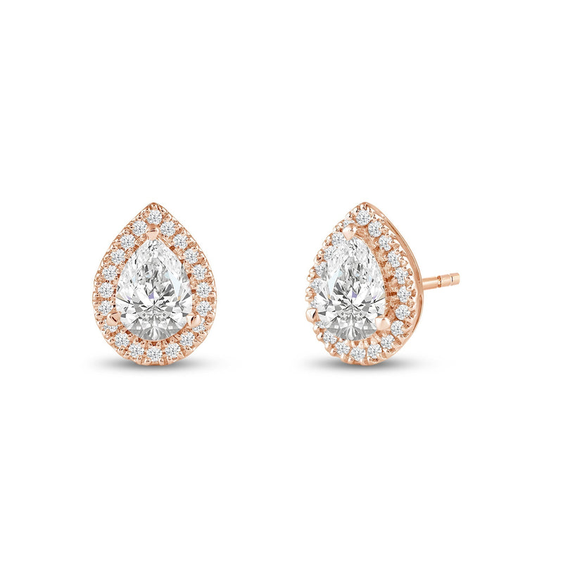 Pear Diamond Halo Earrings