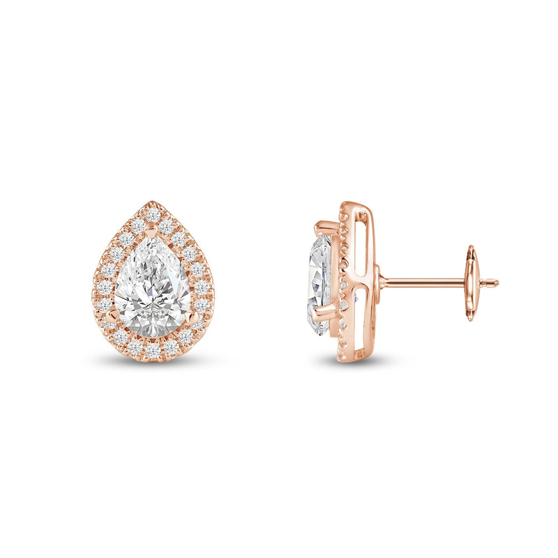 Pear Diamond Halo Earrings