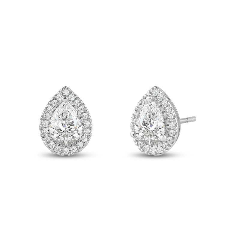 Pear Diamond Halo Earrings