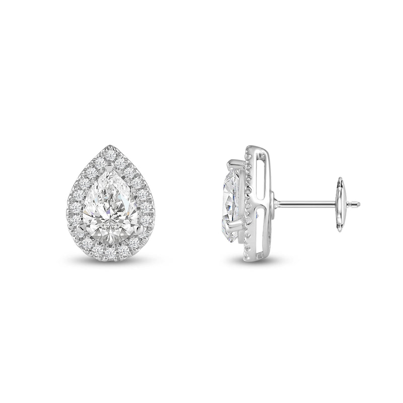 Pear Diamond Halo Earrings