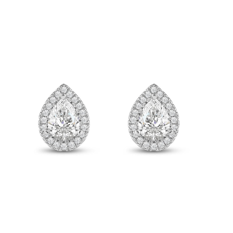 Pear Diamond Halo Earrings