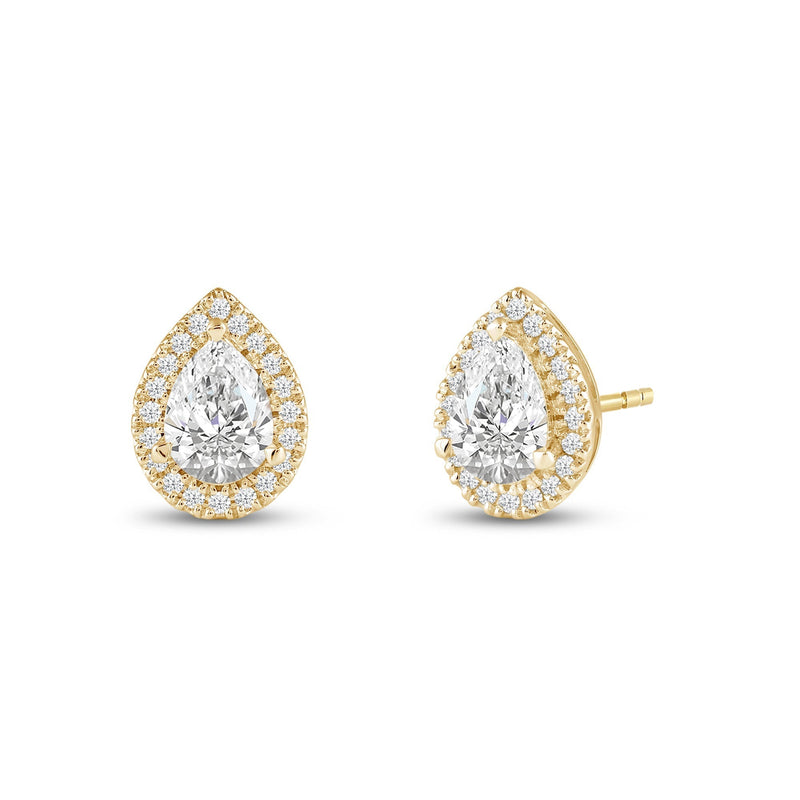 Pear Diamond Halo Earrings