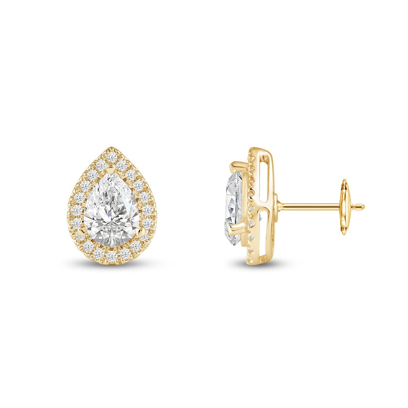 Pear Diamond Halo Earrings