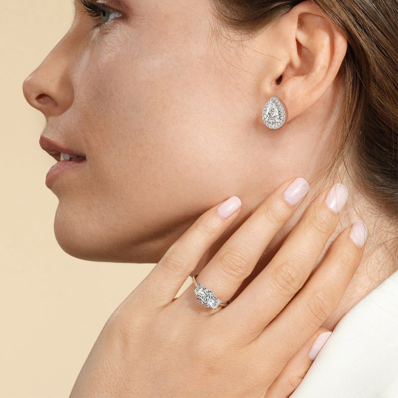 Pear Diamond Halo Earrings