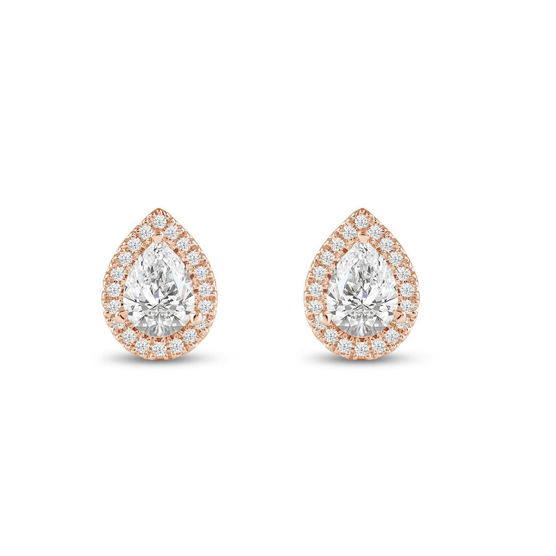 Pear Diamond Halo Earrings