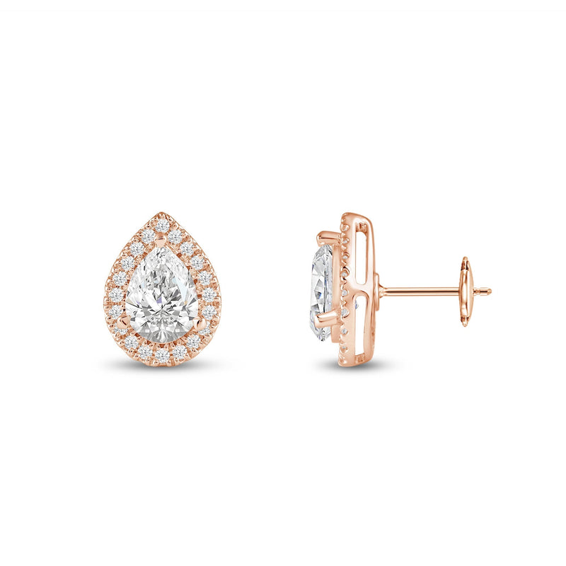 Pear Diamond Halo Earrings