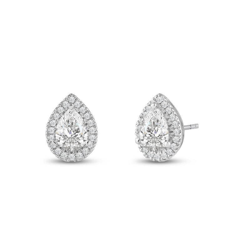 Pear Diamond Halo Earrings