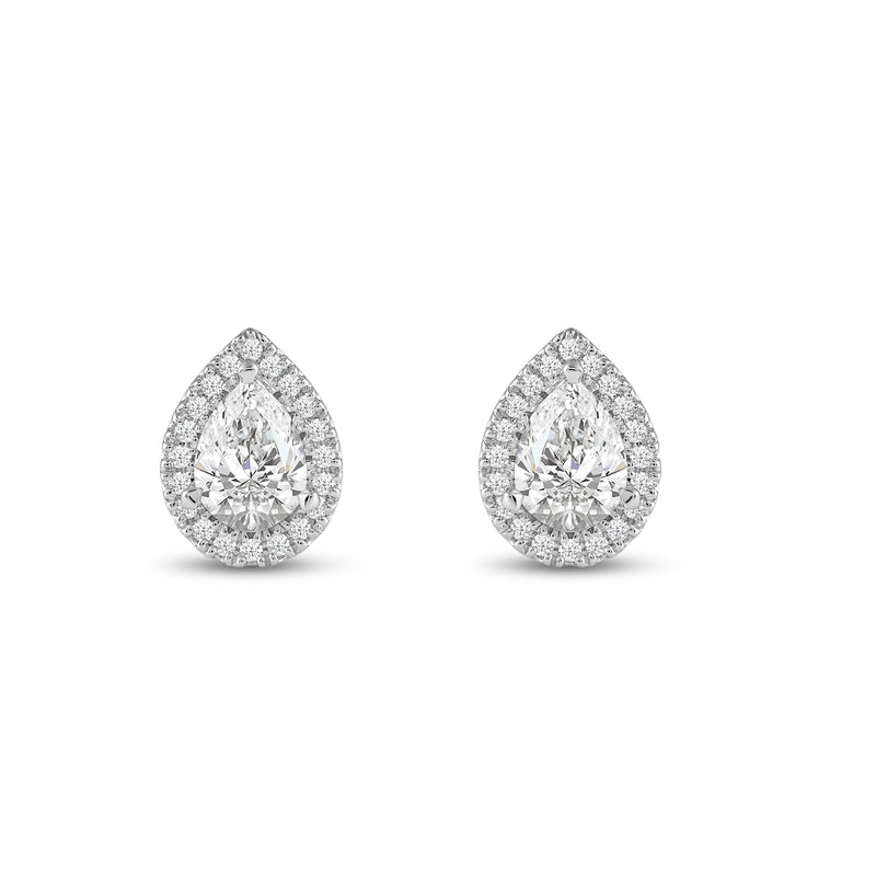 Pear Diamond Halo Earrings