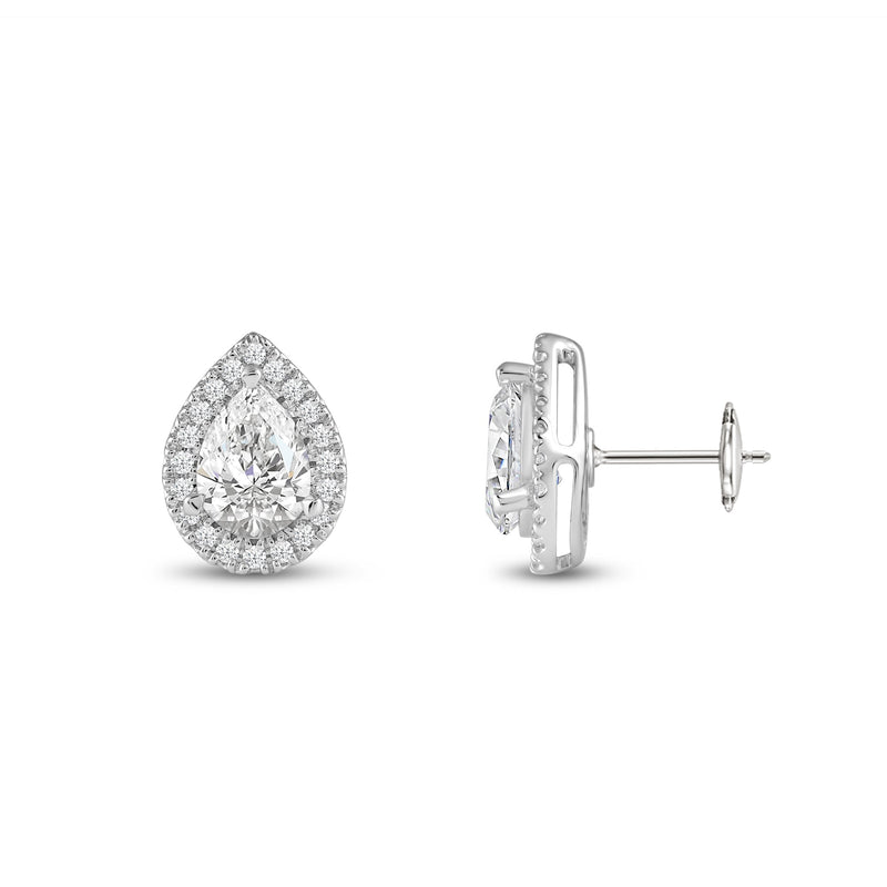 Pear Diamond Halo Earrings