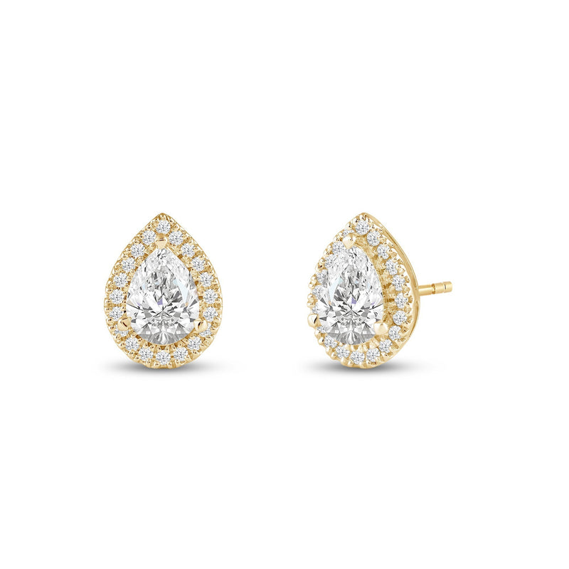 Pear Diamond Halo Earrings