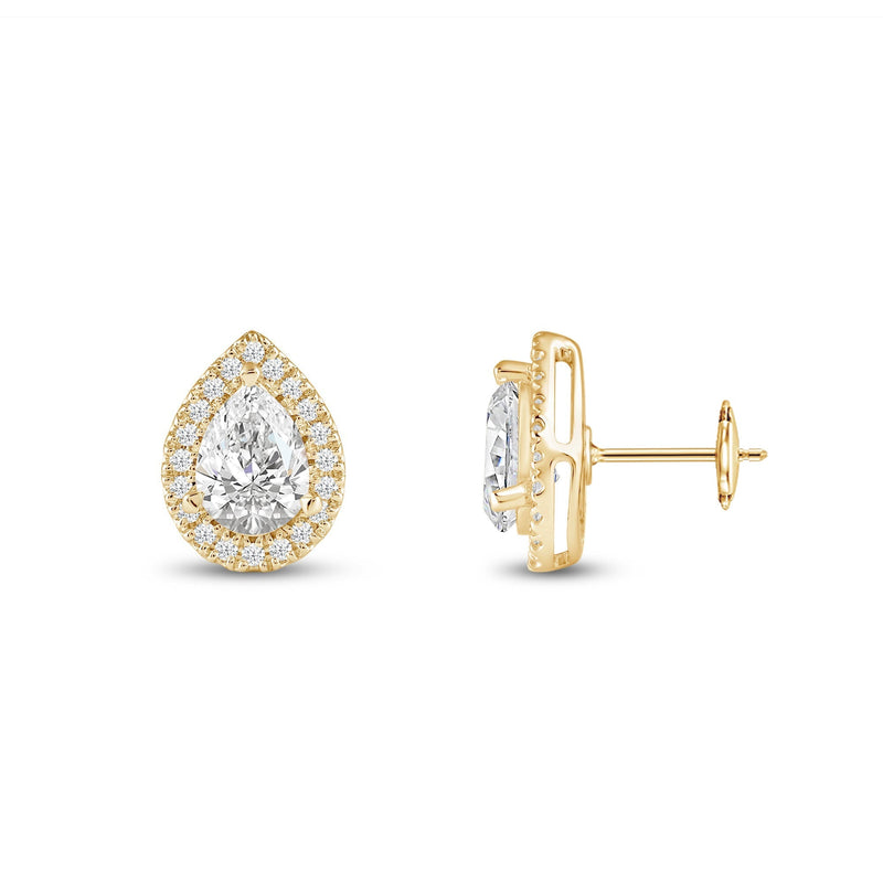 Pear Diamond Halo Earrings