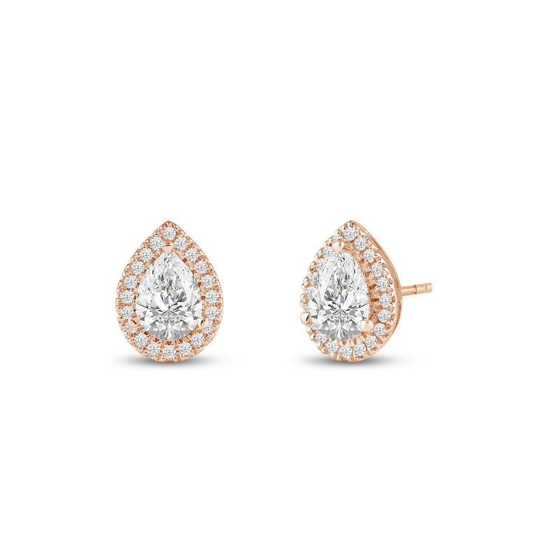 Pear Diamond Halo Earrings