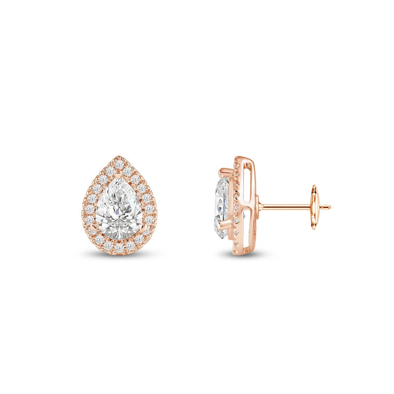Pear Diamond Halo Earrings