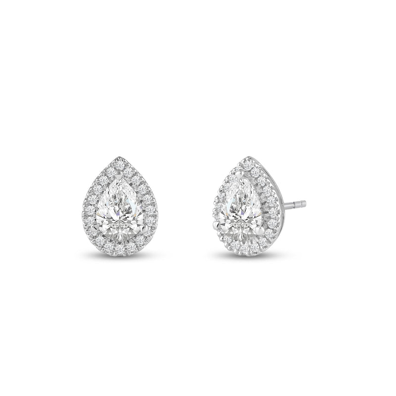 Pear Diamond Halo Earrings