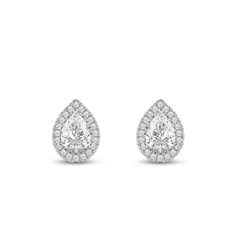 Pear Diamond Halo Earrings