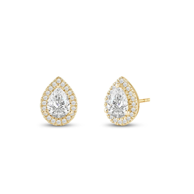 Pear Diamond Halo Earrings