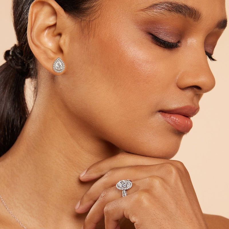 Pear Diamond Halo Earrings