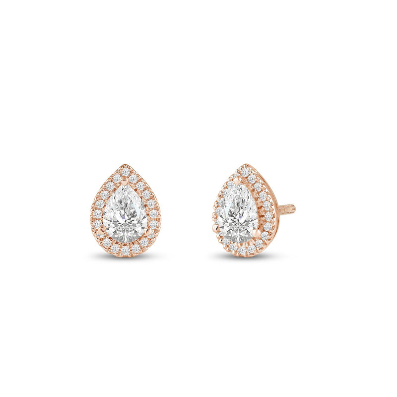 Pear Diamond Halo Earrings