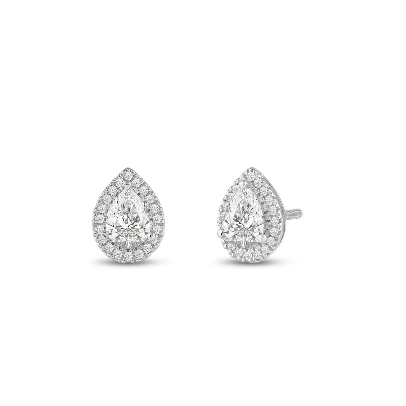 Pear Diamond Halo Earrings