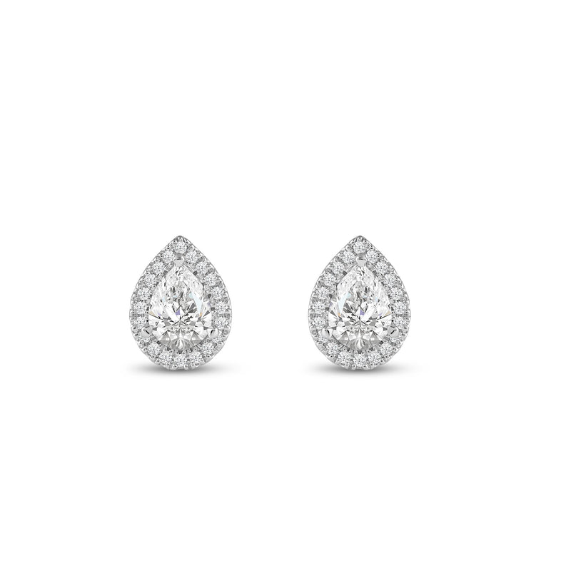 Pear Diamond Halo Earrings