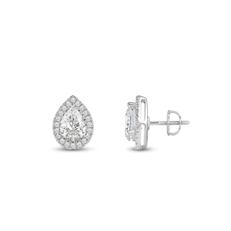 Pear Diamond Halo Earrings