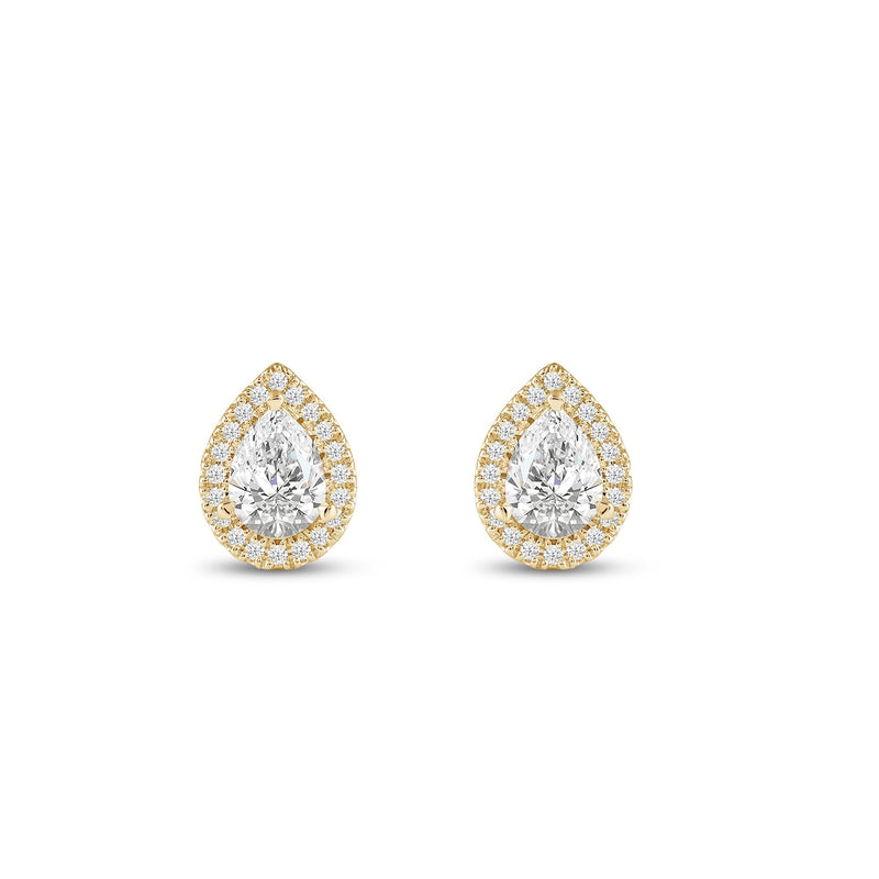 Pear Diamond Halo Earrings