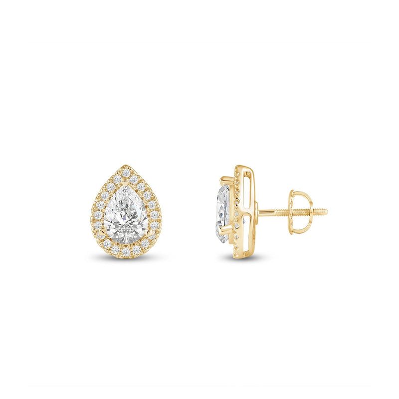 Pear Diamond Halo Earrings