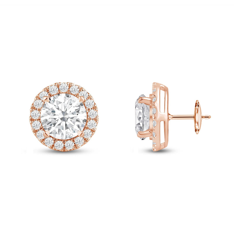 Round Diamond Halo Earrings