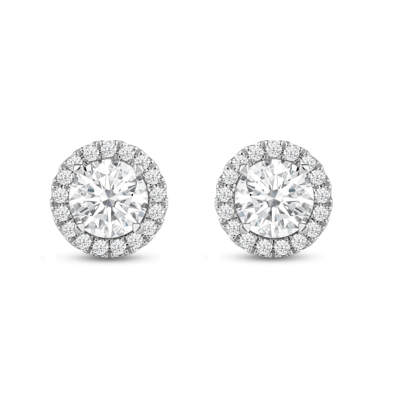 Round Diamond Halo Earrings
