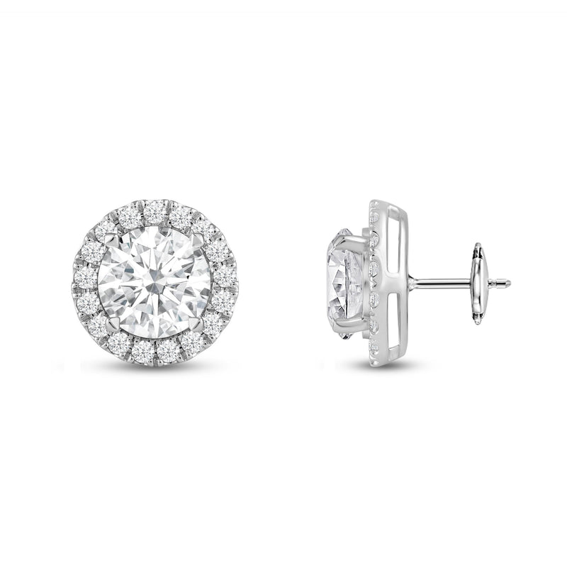 Round Diamond Halo Earrings